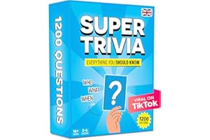 Super Trivia Games for Adults with 1200 Questions - Fun Board Game with Trivia Cards - Trivia Game for Family with Teens and 