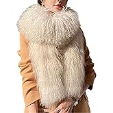 Youlander Fur MY-21 Women's Winter Warm Big Fluffy Scarf With Real Mongolian Lamb Fur Long Furry Fur Scarves Shawl Curly Hair