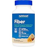 Nutricost Fiber Capsules with Prebiotic Fiber Supplement 150 Capsules - CCOF Certified Supplement, Made with Organic Psyllium