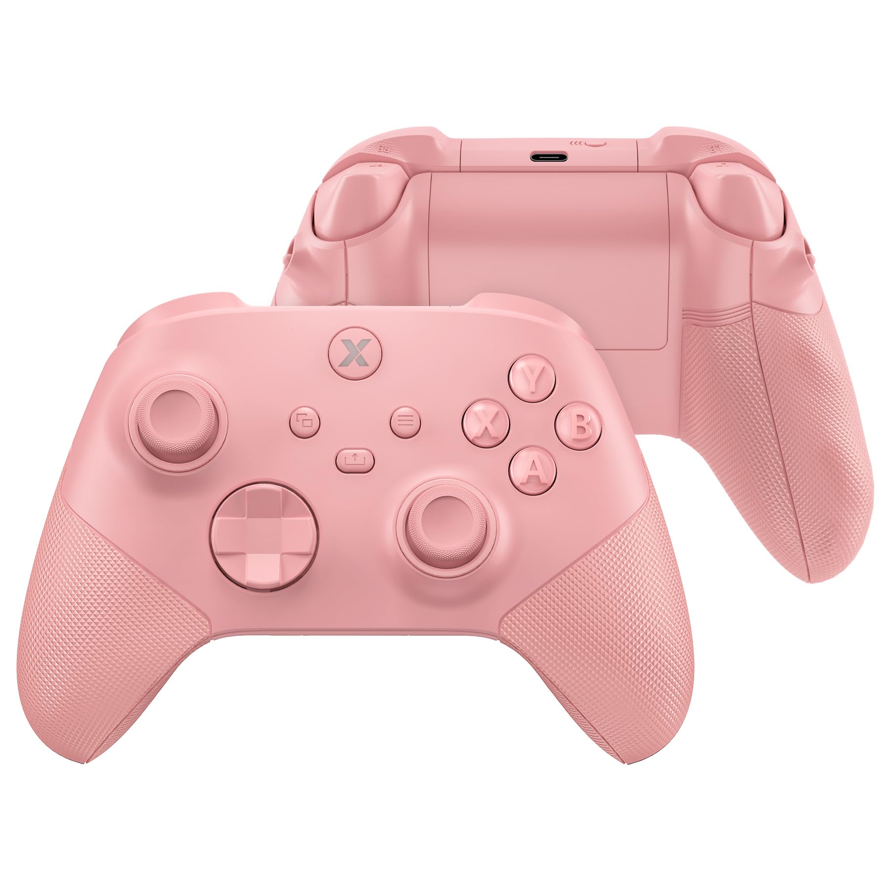 eXtremeRate ASR Version Redesigned Full Set Shell Buttons for Xbox Series X/S Controller, Ergonomic Trigger Stop Rubberized Grip Faceplate Backplate for Xbox Core Controller - Pale Red