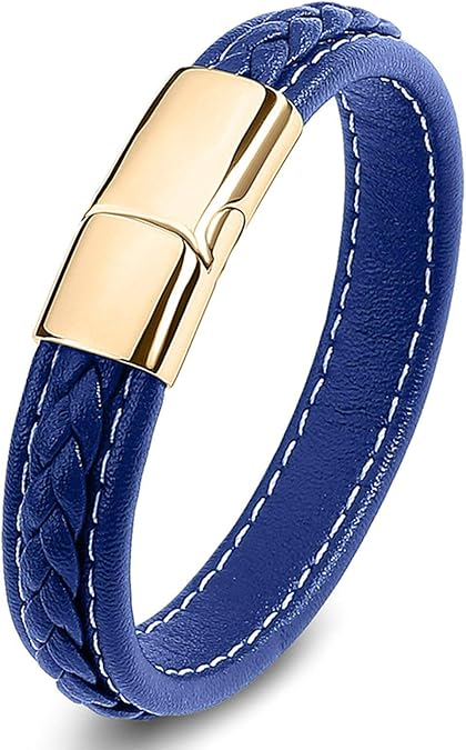 Lederarmband Blau Für Herren Mit Coolem Verschluss