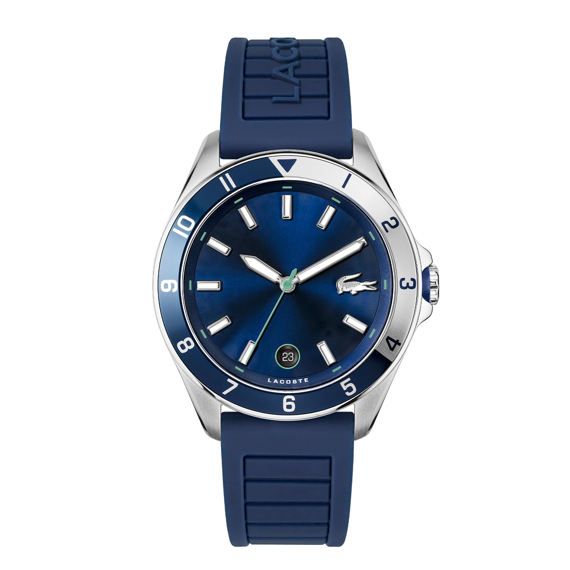 Lacoste Analogue Quartz Watch for Men TIEBREAKER Collection with Blue Silicone Bracelet - 2011125