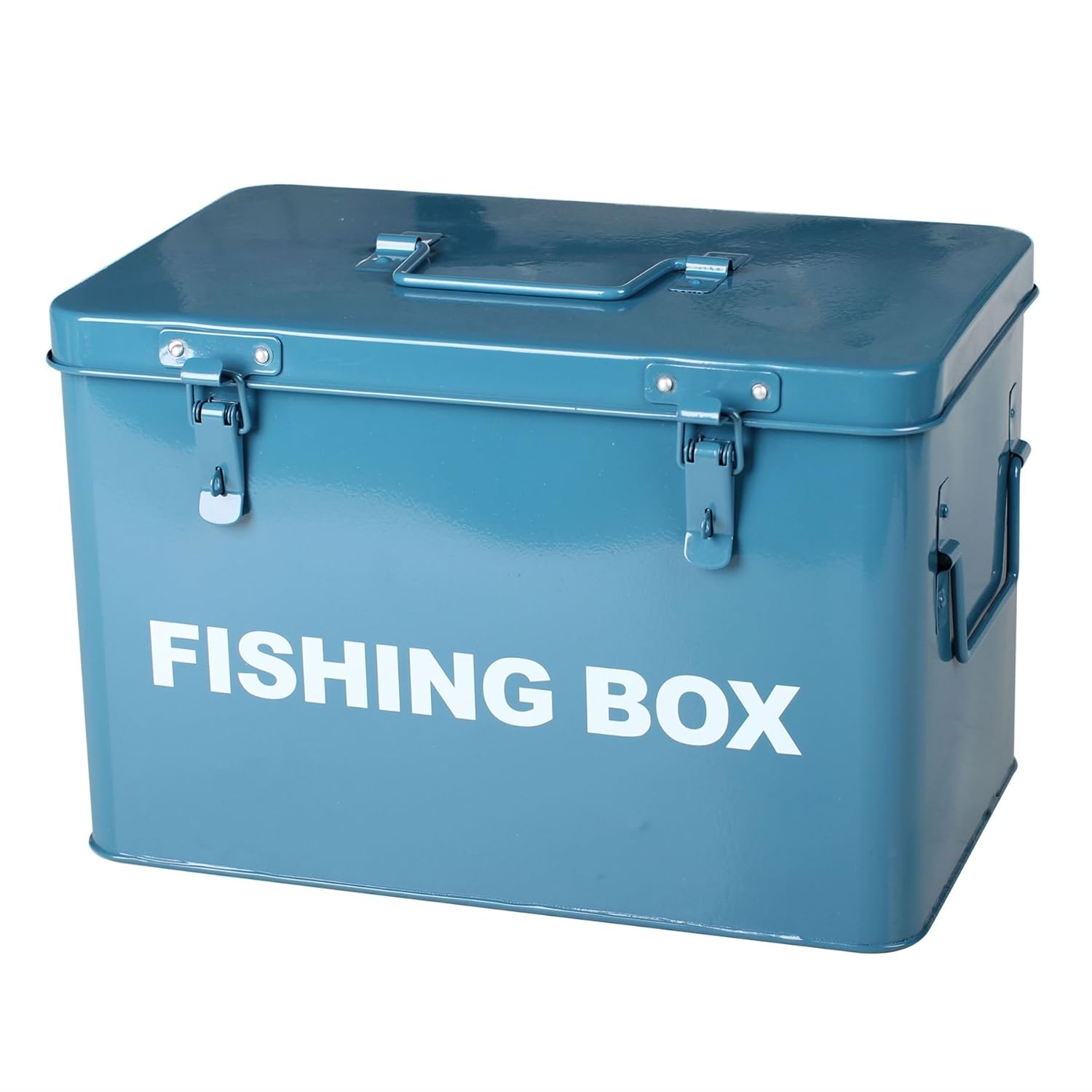 Simpa® Blue Metal Fishing Box Retro Vintage Style Single Tray Fishing