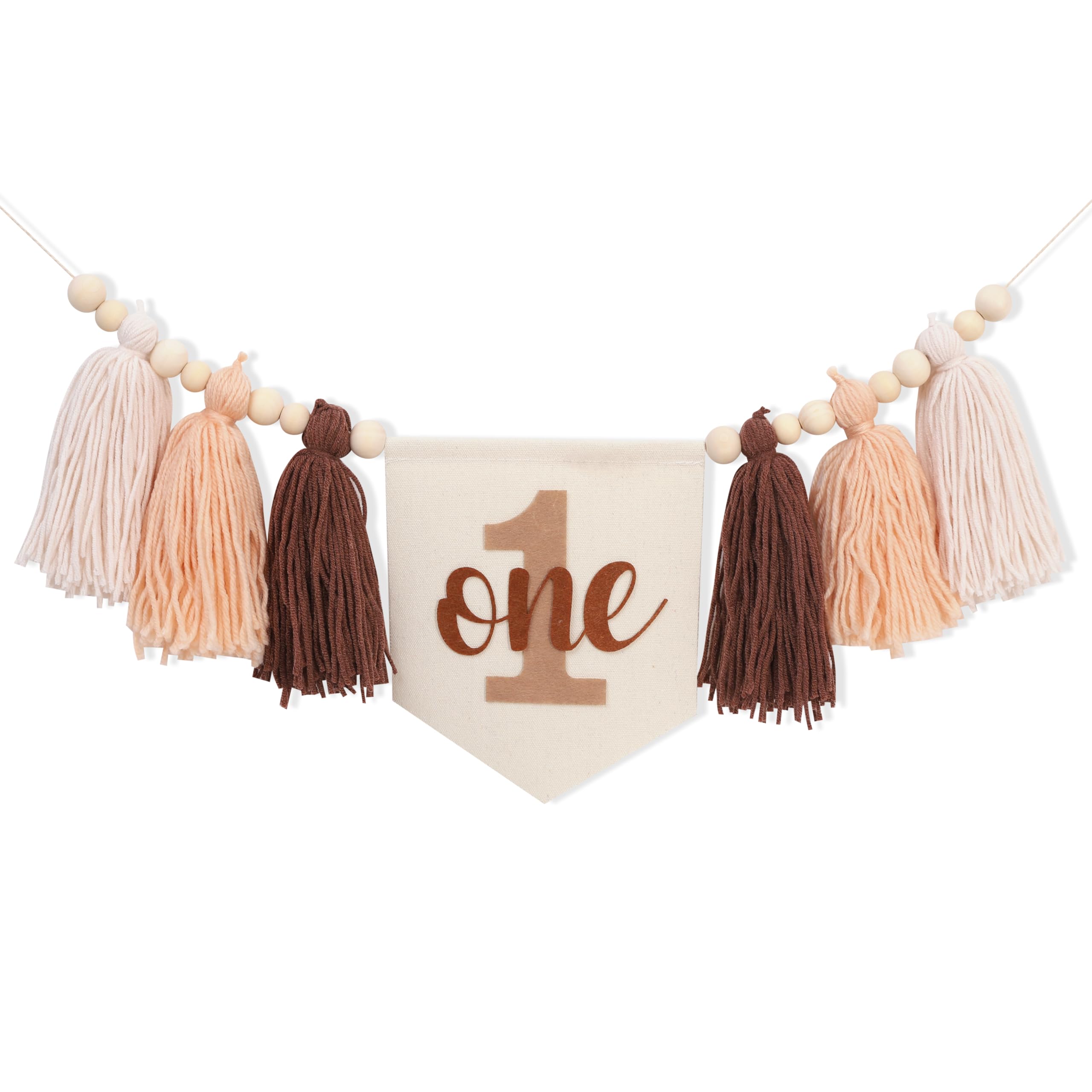 Photo 1 of 1st Boy High Chair Banner - Blush Pink 1st Girl High Chair Banner,Floral First birthday decor, Wildflower Photo prop,Royal Blue Orange Tassel,First Green Shades Tassel (Brown Garland)