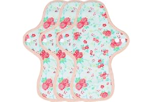 Reusable Menstrual Pads, 3pcs LUCKYPADS Organic Cotton Pads, Teen Pads for Periods(Day Pads, 9.8 inches, Pattern Red)