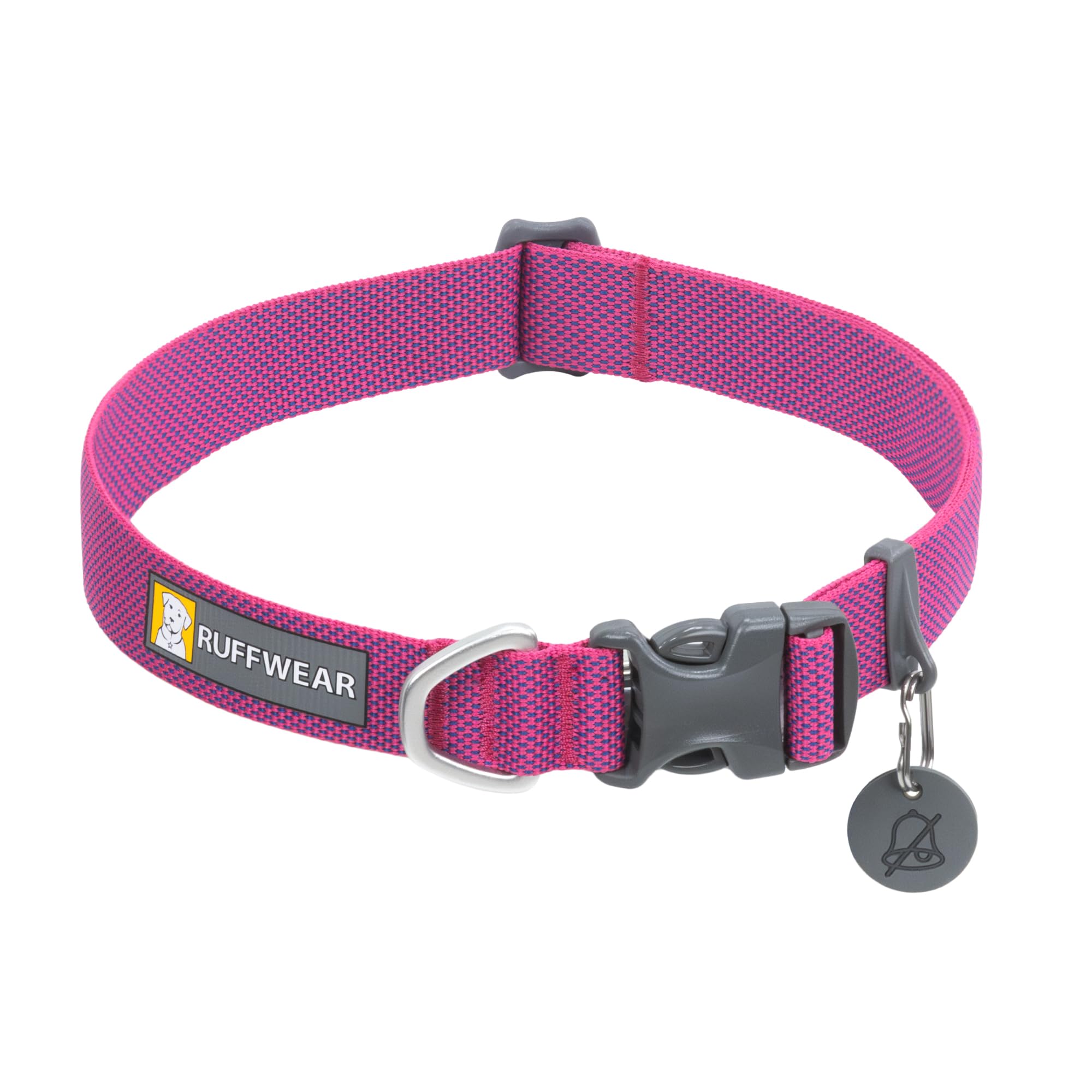RUFFWEAR Hi & Light Collar, Medium Dog Collar with Aluminium D-Ring, Adjustable & Lightweight Pet Dog Collar, Comfy Soft Fabric, Animal Collar with Dog Lead Attachment Ring, 36-51cm, Alpenglow Pink