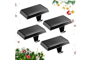 Guojanfon Christmas Stocking Holder Bases - Mantel Stocking Hangers Hanging Hooks for Fireplace Stand Hanger Holder Weighted Hangers for Xmas Holiday Decoration (4 Black, 4)