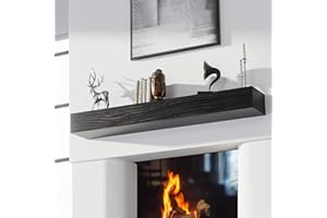 Easyego Fireplace Mantel Shelf 60", Rustic Wood Mantles for Over Fireplaces, Wall Mounted Farmhouse Decor, with Brushed Surface Workmanship(60Lx8Dx5H, Espresso)