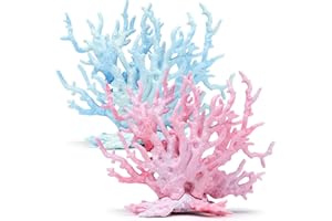BLLREMIPSUR 2 PCS Aquarium Coral Ornament, Blue Pink Coral Reef Decor, Artificial Plants Fish Tank Decorations