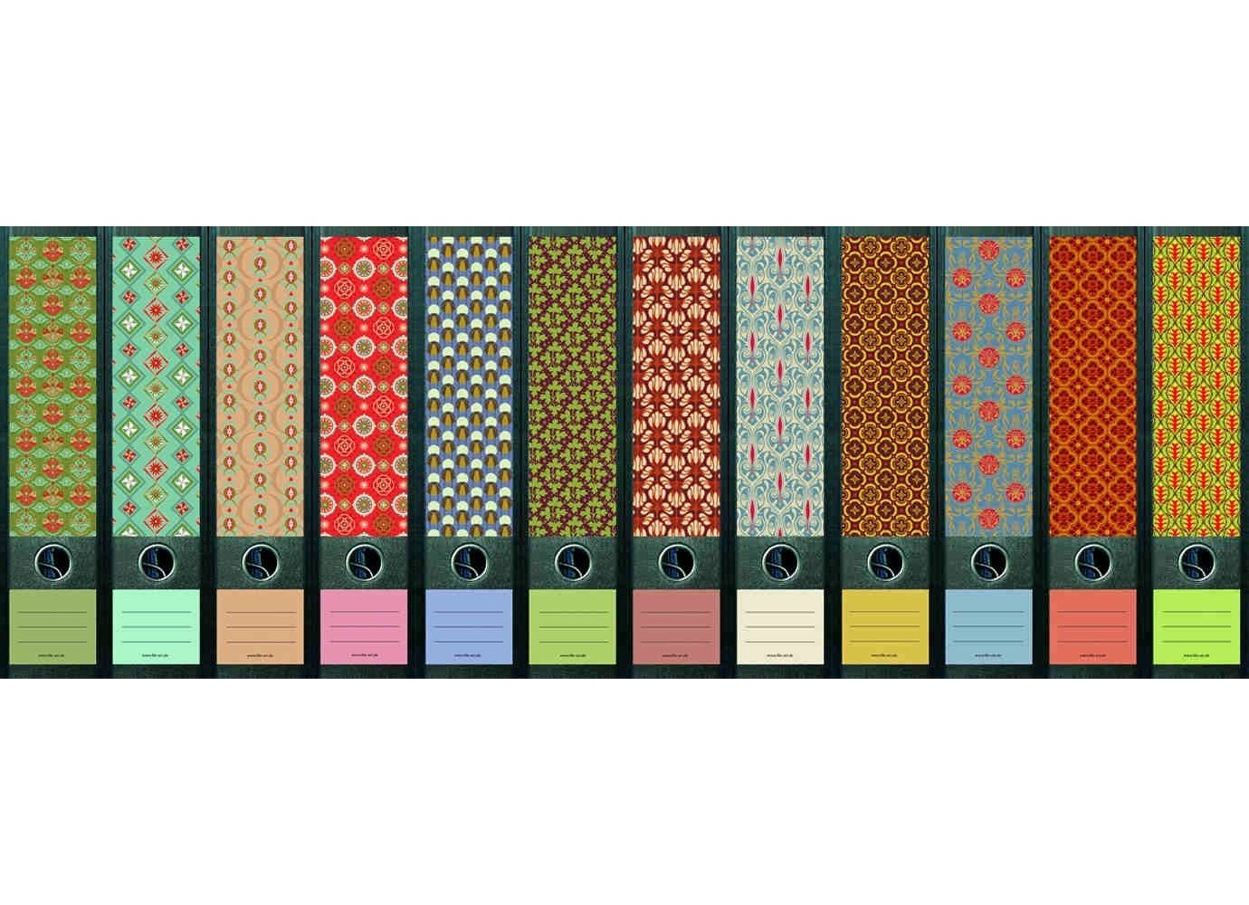 File Art Design Labels for 12 A4 Wide Back Binders - Pattern Design Collection from a-m-w-Shop