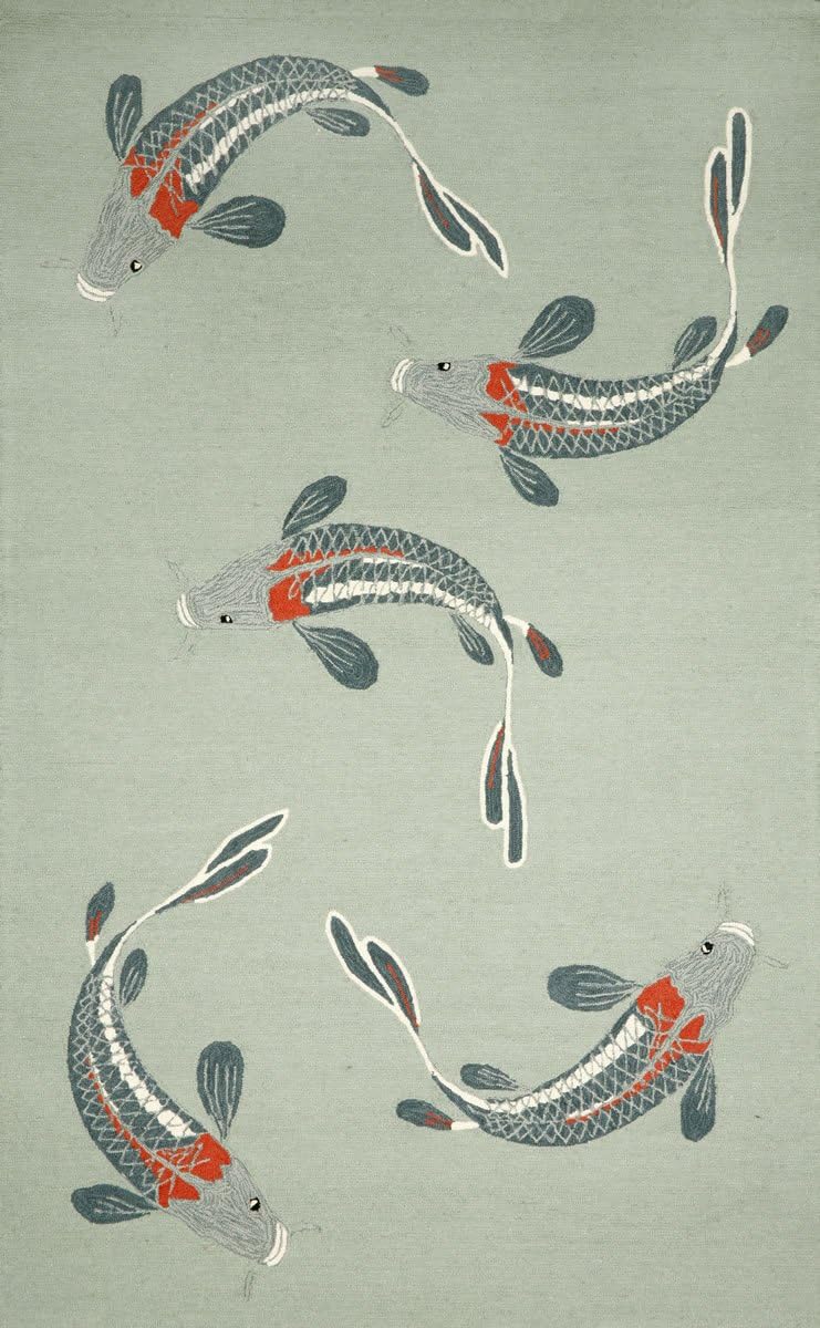 Ravella Koi Fish Aqua Indoor / Outdoor Rug Size Runner 2