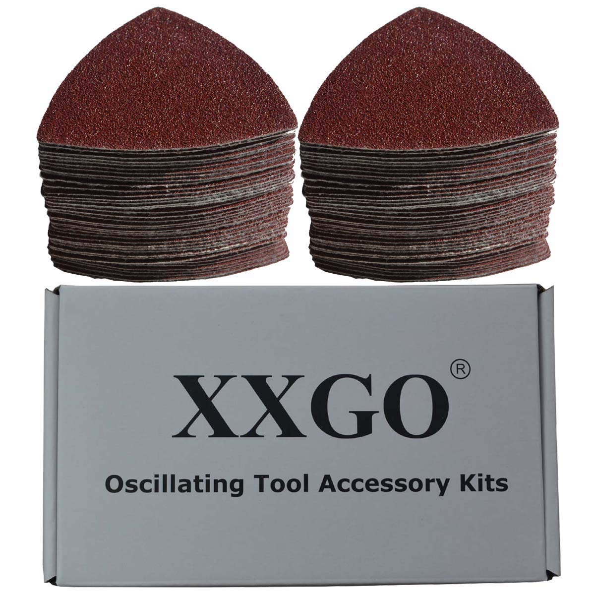 Photo 1 of XXGO 100 Pcs 80 Grits 3-1/2 Inch 90mm Triangular Hook & Loop Multitool Sandpaper for Wood Sanding Fit 3.5 Inch Oscillating Multi Tool Sanding Pad XG902080