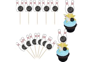 Rsstarxi 40 Pack Bowling Cupcake Toppers Sport Bowling Party Cupcake Picks Bowling Alley Themed Birthday Party Cake Decorations for Baby Shower Kids Birthday Party Decorations