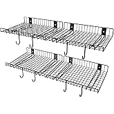4 Pack Garage Wall Shelf, Wall Mounted Storage Shelves, Heavy Duty Metal Shelves for Room Wall, Loads 160 LBS Floating Shelves Mesh Storage Rack for Garage, Office, Basement,Wall Cabinet and Kitchen