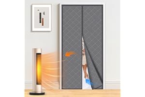 BEST CHOICE MAGNETS Magnetic Thermal Insulated Door Curtain Temporary Magnetic Screen Door Fits Door Size 32"X80" Thicker Layered Fabric Self Closing Door Curtains with Thicken Cotton for Winter Back/Front Doors