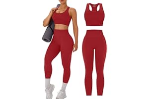 OLCHEE Womens Workout Sets 2 Piece - Acid Wash Seamless Yoga Outfits High Waist Leggings Padded Racerback Sports Bra Gym Set