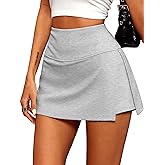 ELLEVEN Y2K Mini Skort with Sexy Side Slits - Women's Stylish Bodycon Skirt with Built-in Shorts & Pocket