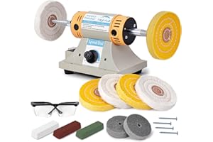 HIGHTALL Jewelry Polisher Versatile Polishers & Buffers for Bench Grinder - Ideal for Jewelry Polishing and Finishing Jobs,With 6 Cloth Wheels, 2 Abrasive Fiber Wheels, Safety Glass, 3 Polish Compound
