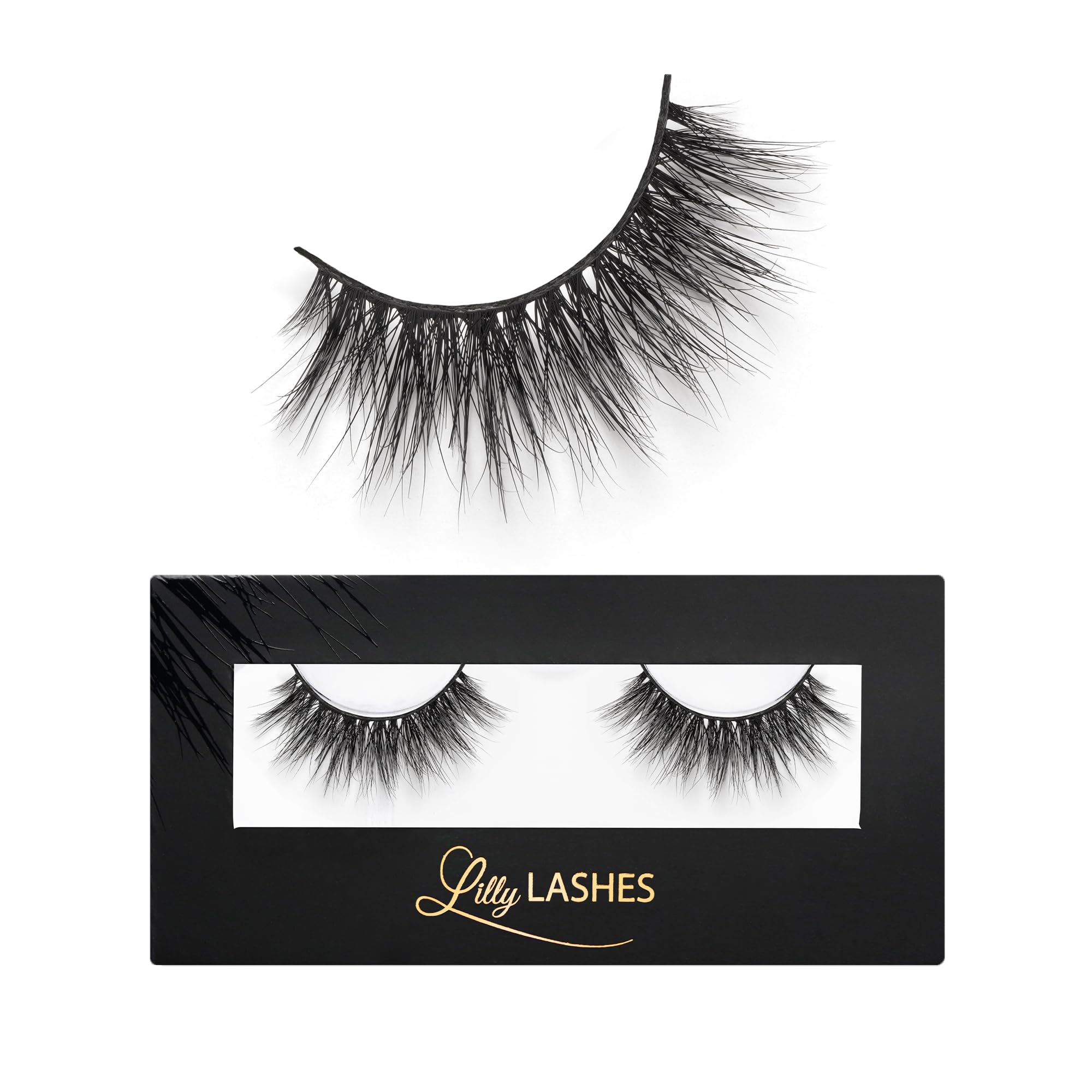 Photo 1 of Lilly Lashes 3D Miami Faux Mink Strip Eyelashes, False Eyelashes Dramatic Look, Reusable False Lashes, Fake Lashes Pack, Lash Strips with Luxury Silk Like Fibers, No Lash Glue Included