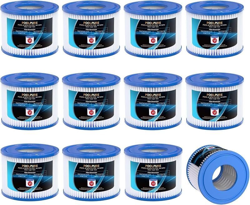 POOLPURE Filter VI for Spa Pool Filter Cartridges 90352E Pack of 12