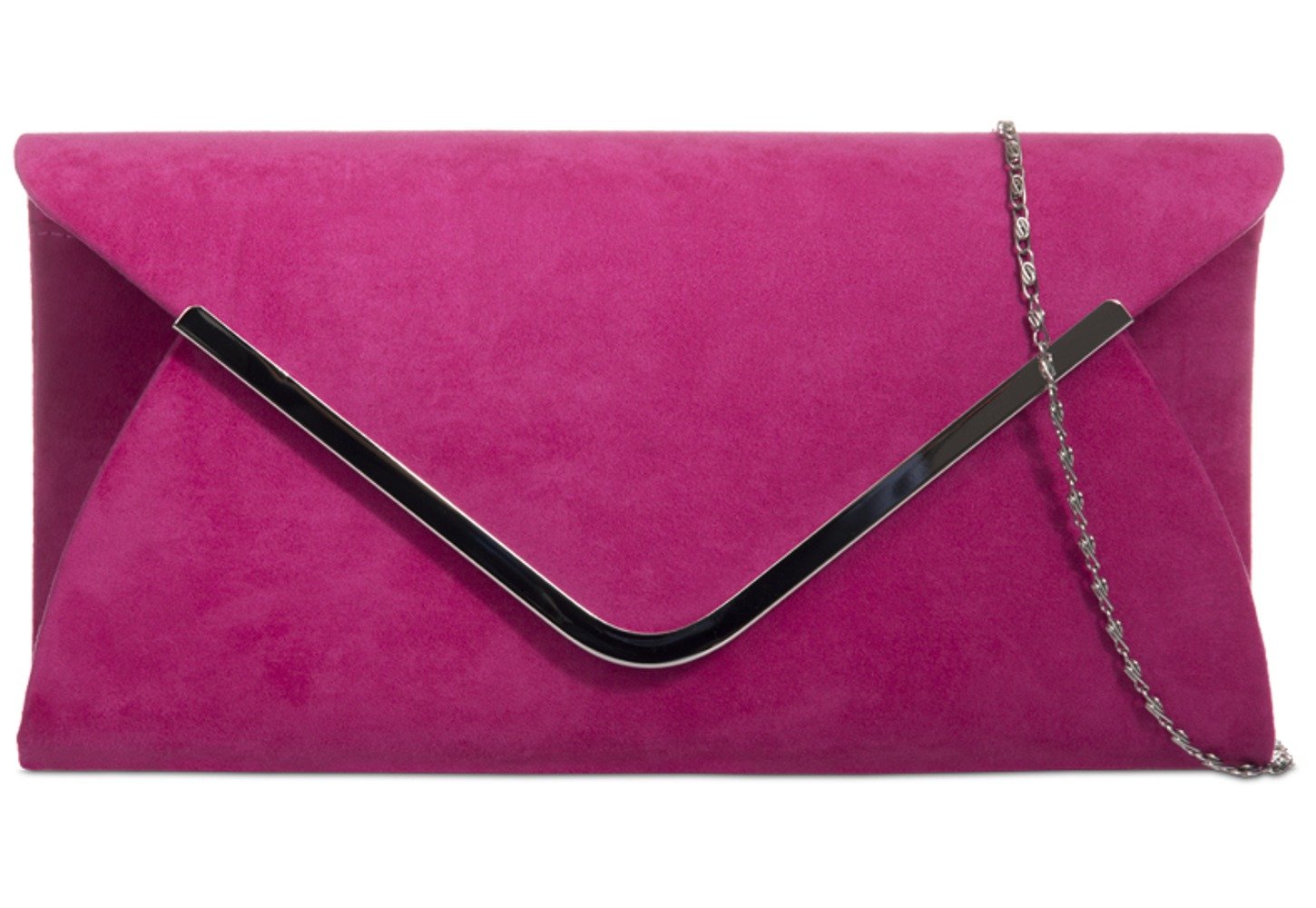 Purple Possum Pink Envelope Clutch Bag Cerise Faux Suede Women's Fuchsia Shoulder Bag Prom Wedding Handbag