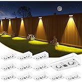 JOFIOS Solar Fence Lights 12 Pack, 50 Lumens Outdoor Fence Solar Lights with 12 Modes RGB Color Glow LED Solar Lights Outdoor Waterproof for Patio, Backyard, Deck, Fence, Railing.（White Shell）