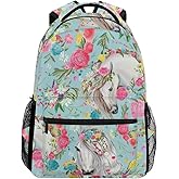 School Backpacks Flower Horse Student Backpack Big For Girls Kids Elementary School Shoulder Bag Bookbag