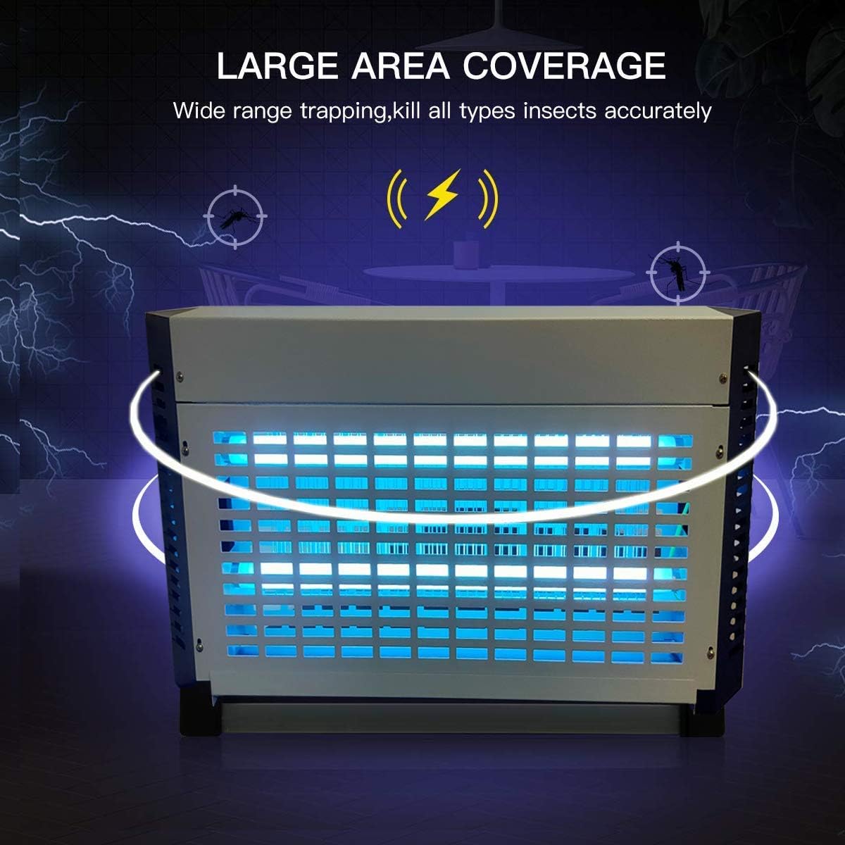 WANTRN® Electric Bug Zapper, Insect Killer and Fly Killer, Mosquito Killer 40W - Double Side Covergae Model - 2 Year Warranty