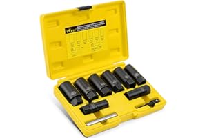 TOPEC 10PCS Deep Lug Nut Remover Heavy Duty, 1/2" Drive Impact Wheel Lock Removal Kit, Spiral Type Lug Nut Removal Tool for Removing Stripped, Broken, Damaged, Rounded Bolts, Nuts & Screws