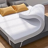 PERLECARE 4 Inch Gel Memory Foam Mattress Topper, Queen, Premium Soft, Removable & Washable, CertiPUR-US Certified