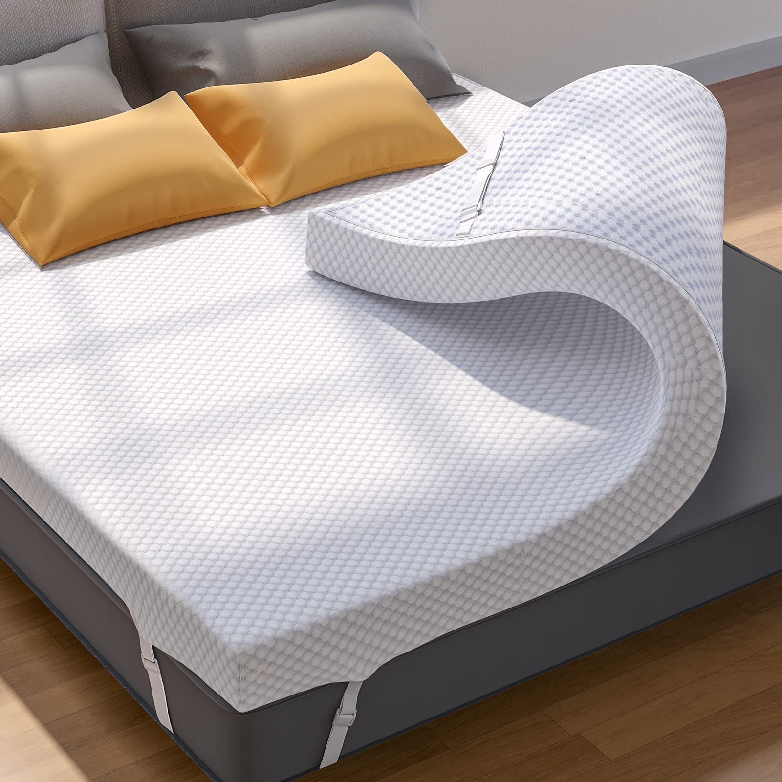 Photo 1 of PERLECARE 3 Inch Gel Memory Foam Mattress Topper for Pressure Relief, Premium Soft Topper for Cooling Sleep, Non-Slip Design with Removable & Washable Cover, CertiPUR-US Certified - Full