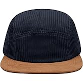 CLAPE 5 Panel Baseball Cap, Breathable Moisture-Wicking Corduroy Flat Brim Snapback Trucker Hat Adjustable Vintage Dad Hat