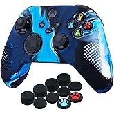 YoRHa Silicone Cover Skin Case for Xbox Series X/S Controller x 1(Camouflage Blue) with Thumb Grips x 10