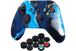 YoRHa Silicone Cover Skin Case for Xbox Series X/S Controller x 1(Camouflage Blue) with Thumb Grips x 10