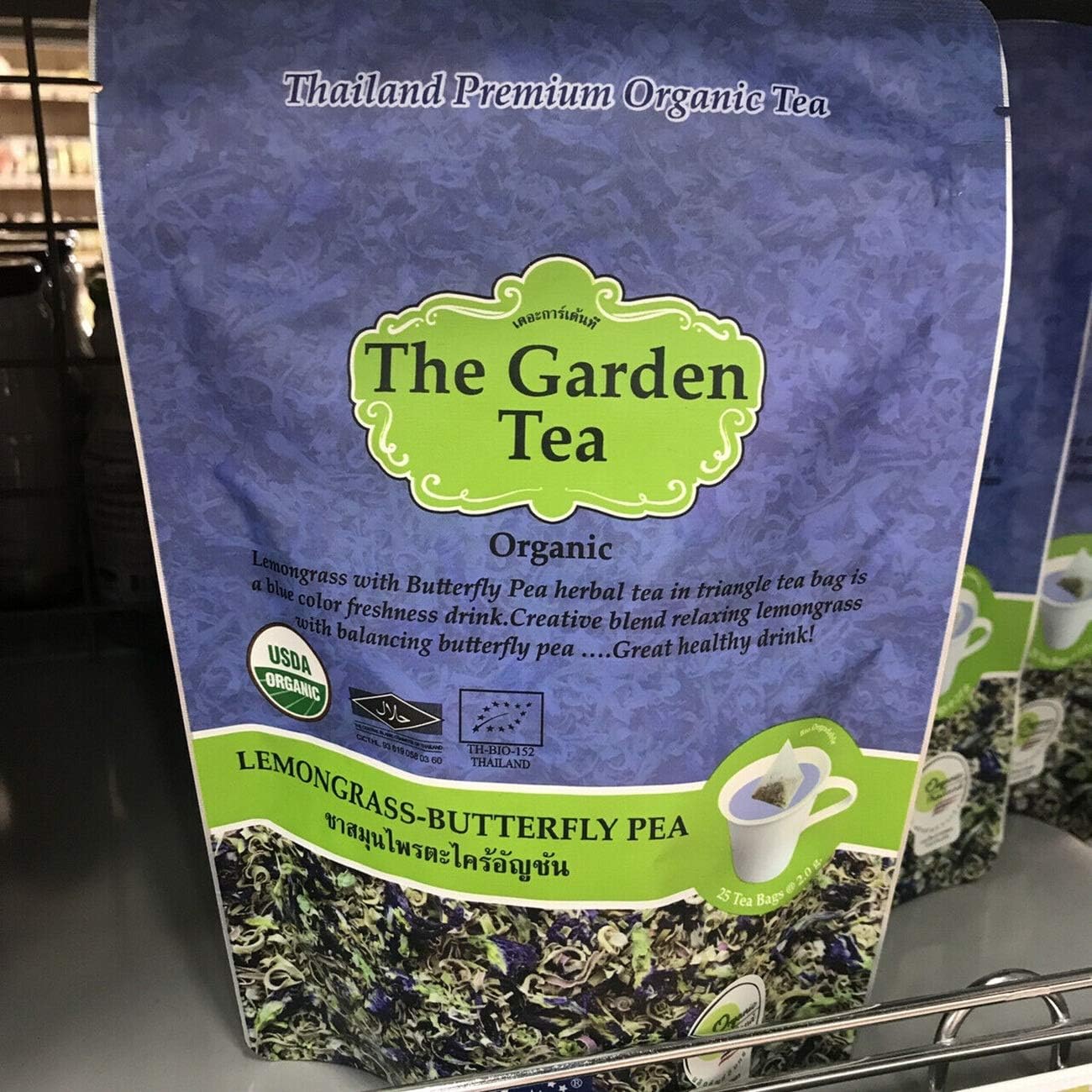 2x Thailand Herbal Tea Organic, Lemongrass- Butterfly Pea Tea Relaxing 25 TeaBags