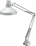 Luxo LC1AWT LC 22W Circline Fluorescent with 14W CFL Task Light, 45" Powder-Coated Arm with External Springs, Edge Clamp, White