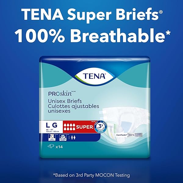 TENA PROSKIN INCONTINENCE SUPER BRIEFS, ADULT DIAPERS, SUPER ABSORBENCY, BLADDER LEAKS CONTROL, EXTRA LARGE, 12 CT
