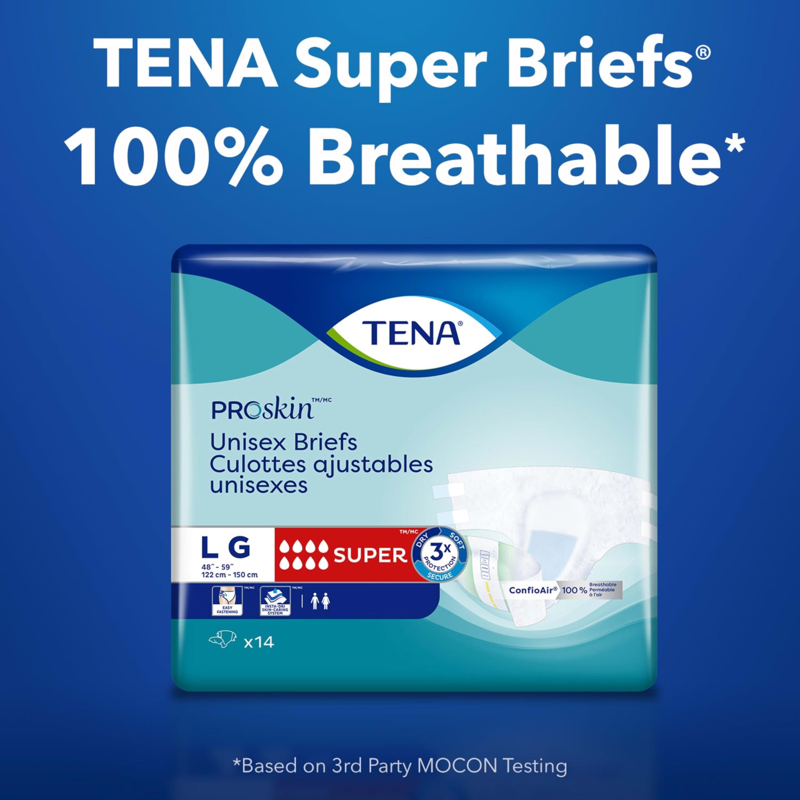 Tena Incontinence Adult Diapers, Maximum Absorbency, Disposable Briefs, ProSkin - Large - 56 ct