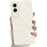 MZELQ for Samsung Galaxy S25 Edge Case, Silicone Floral Flowers Rose Cute Pattern, Camera Protection Soft Slim Phone Cover for Girls Women -White