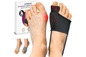 LEOWEER Bunion Corrector Sleeve, Breathable Bunion Big Toe Alignment Splint with Anti-Slip Heel Grip,4 Sizes,Extra Thick Gel Pads & Adjustable Straps for Hallux Valgus Comfort.