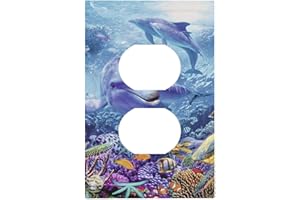 SPTVAN Ocean Whale Duplex Outlet Cover Decorative 1 Gang Receptable Switch Wall Plate Electrical Faceplate for Boys Kids Bedroom Nursery House Living Room Decor