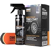 CERAKOTE Rapid Ceramic Tire Coat – Showroom New Tire Shine – Deep Tire Black Finish – Lasts Up to 10x Longer – No Sling, Non-