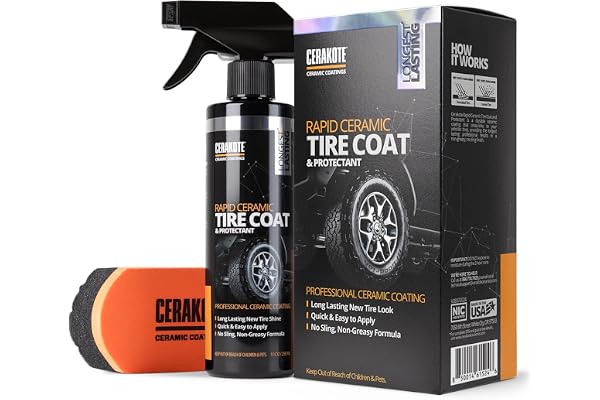 CERAKOTE® Rapid Ceramic Tire Coat - Long-Lasting Deep Black Tire Shine | Lasts up to 10X longer than traditional tire dressin