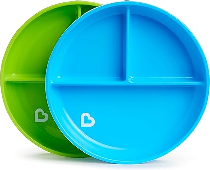 Munchkin Lot De 2 Assiettes A Compartiments Avec Ventouse Bleu Vert Amazon Fr Bebes Puericulture