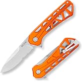 Buck Knives 812 Trace Folding EDC Knife, Orange, 3.95 oz | 3.23&rdquo; Drop Point 7Cr17MoV Steel Blade, Partially Serrated, Aluminum Handle, Pocket Knife for Everyday Carry