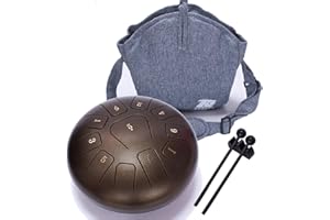 DEEKEC Steel Drum Tank Drum Standard 11 Key 11 Notes 10 Inch Percussion Instrument with Drum Mallets and Carry Bag (10 inch, Bronze)