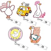 Suncalla 5 Pcs Funny Silly Goose Badge Reel Retractable ID Holder with Alligator Clip Funny Silly Goose Badge Reel Nursing Accessories ID Clip for Nurse Student Teacher Gifts Women Men
