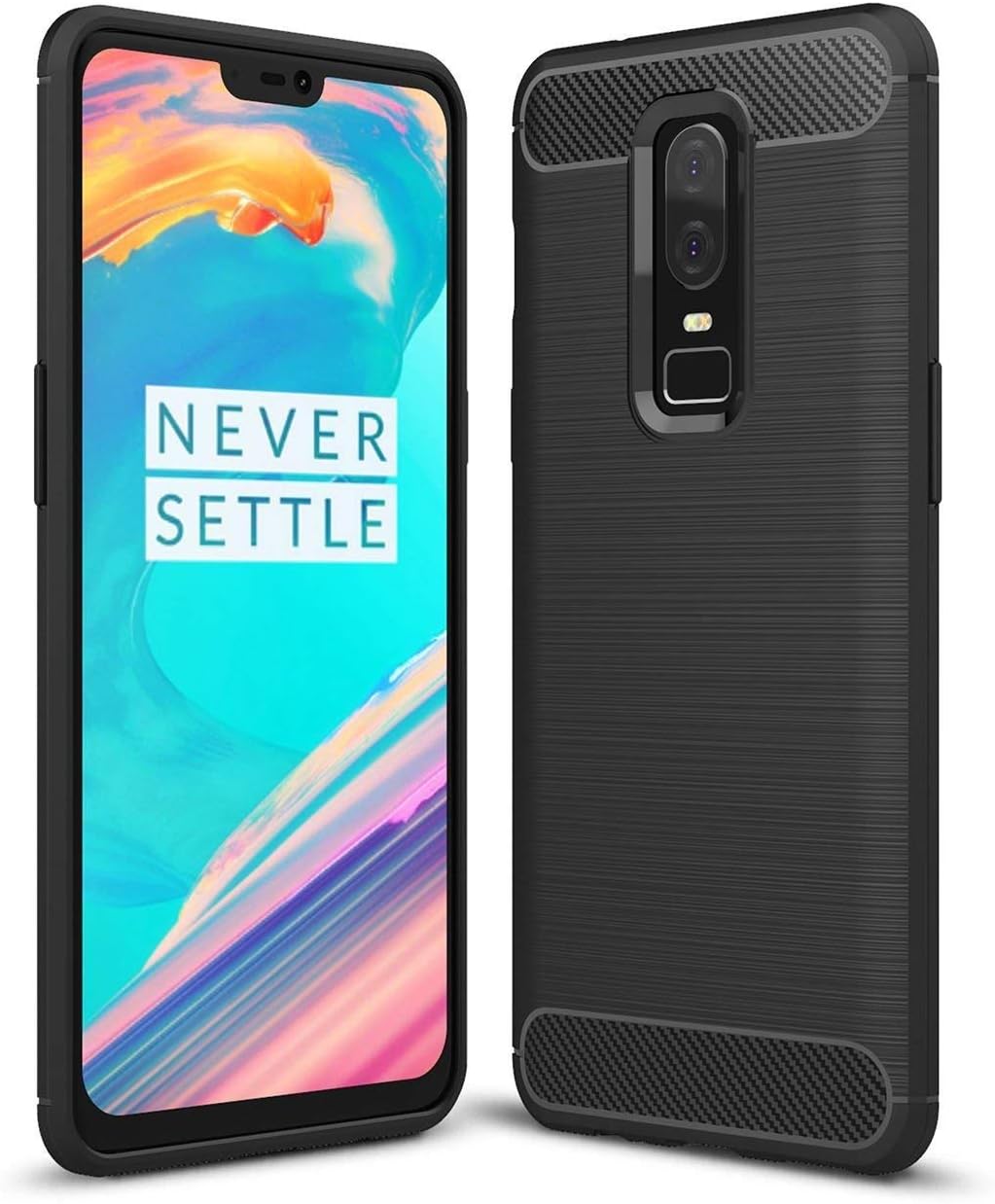 Vultic Carbon Fiber OnePlus 6 Case, Durable [Shock Absorption] Slim TPU Matte Lightweight Thin Bumper Cover for OnePlus 6 (Black)