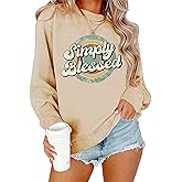 SOLY HUX Sweatshirt for Women Letter Graphic Print Long Sleeve Crewneck Pullover Tops