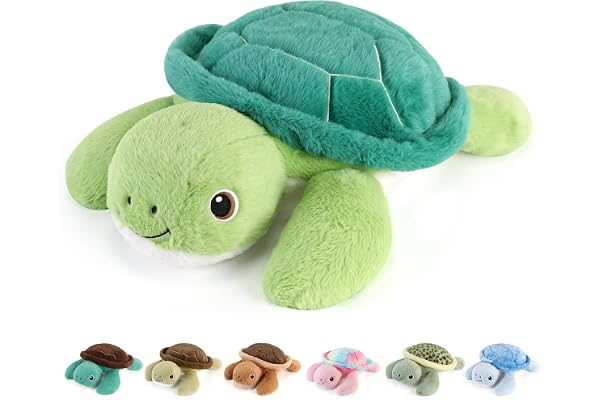 gnomantic Turtle Weighted Stuffed Animals, Plush Pillow for Kids | 22 Inch, 4.5lbs
